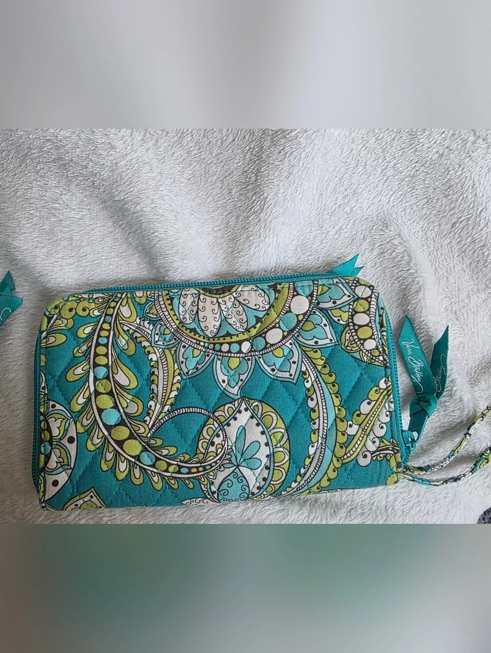 Vera Bradley Blue Paisley Tote Bag & Matching Zip Card Wallet Set EUC
